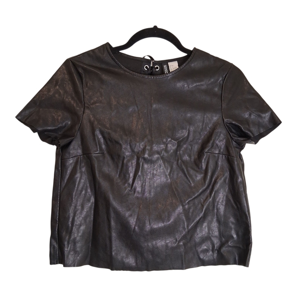 H&M Divided Vegan Leather Lace-Up Corset Back Top Black Size 6